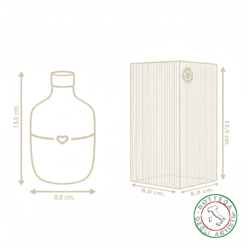 bomboniera ampolla oliera ceramica personalizzata righe pennellate rosa 200ml