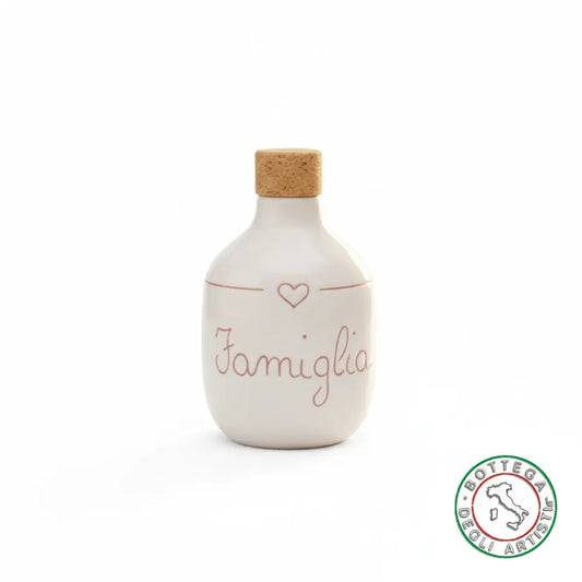 bomboniera ampolla oliera ceramica personalizzata graffiti emozioni famiglia 200ml