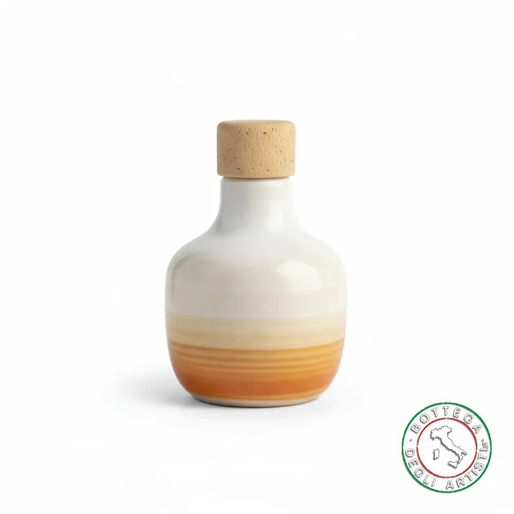 Keramisches Ölfläschchen mit orangefarbenem Band, 100 ml, handbemalt, hergestellt in Italien