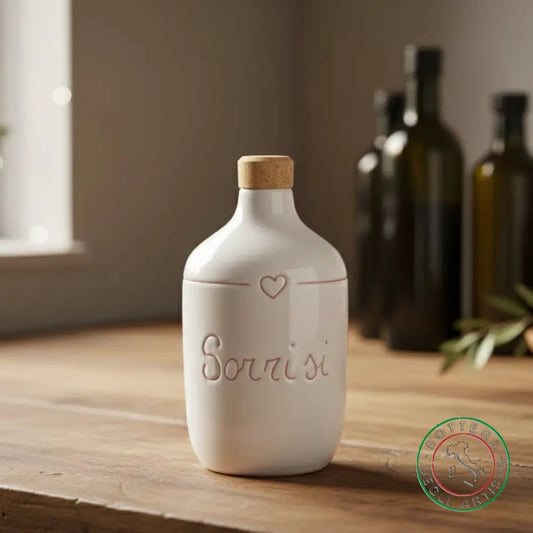 bomboniera ampolla oliera ceramica personalizzata graffiti emozioni sorrisi 400ml