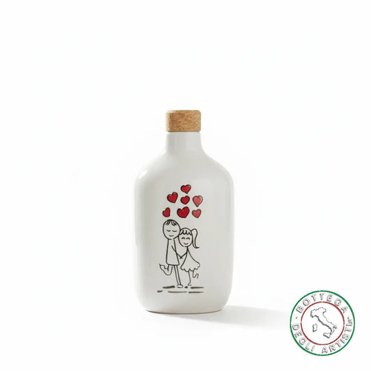 bomboniera ampolla oliera ceramica personalizzata pupazzi innamorati 400ml