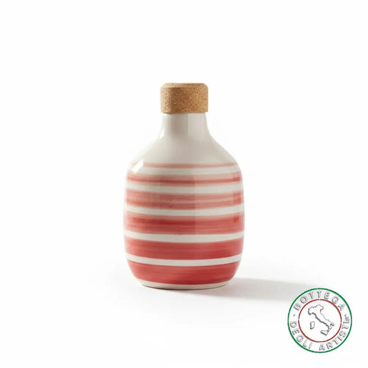 bomboniera ampolla oliera ceramica personalizzata righe pennellate rosso 200ml