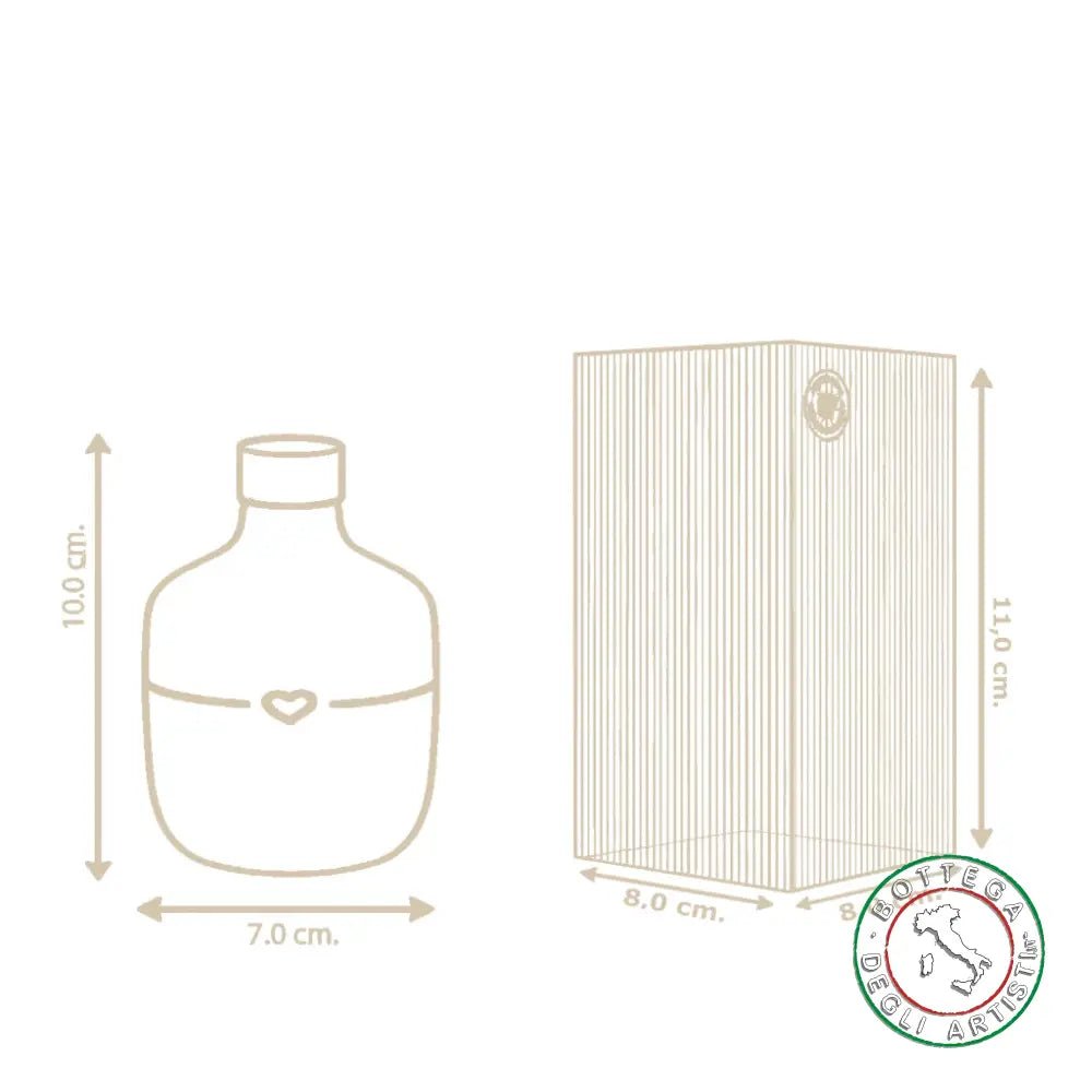 bomboniera ampolla oliera ceramica personalizzata righe pennellate turchese 100ml