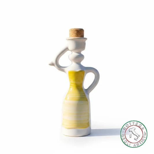 Bomboniera Dama Oliera Ceramica Personalizzata Fascia Pennellata Giallo 200ml