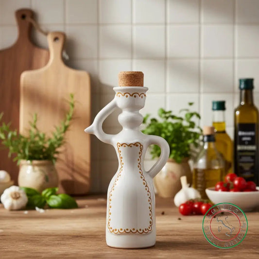 bomboniera dama oliera ceramica personalizzata ricamo pennellato arancio