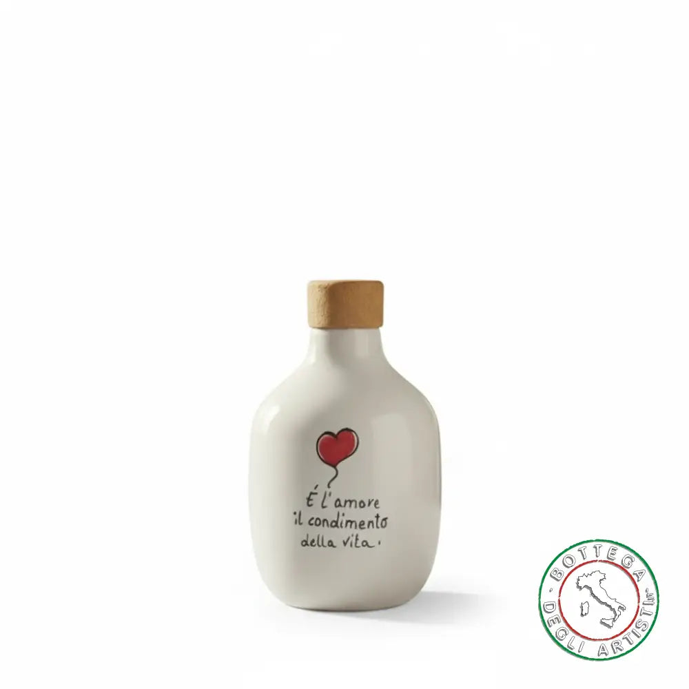 Personalisierte Keramik-Ölflasche als Gastgeschenk mit einem Spruch und Liebesbotschaft, 200 ml