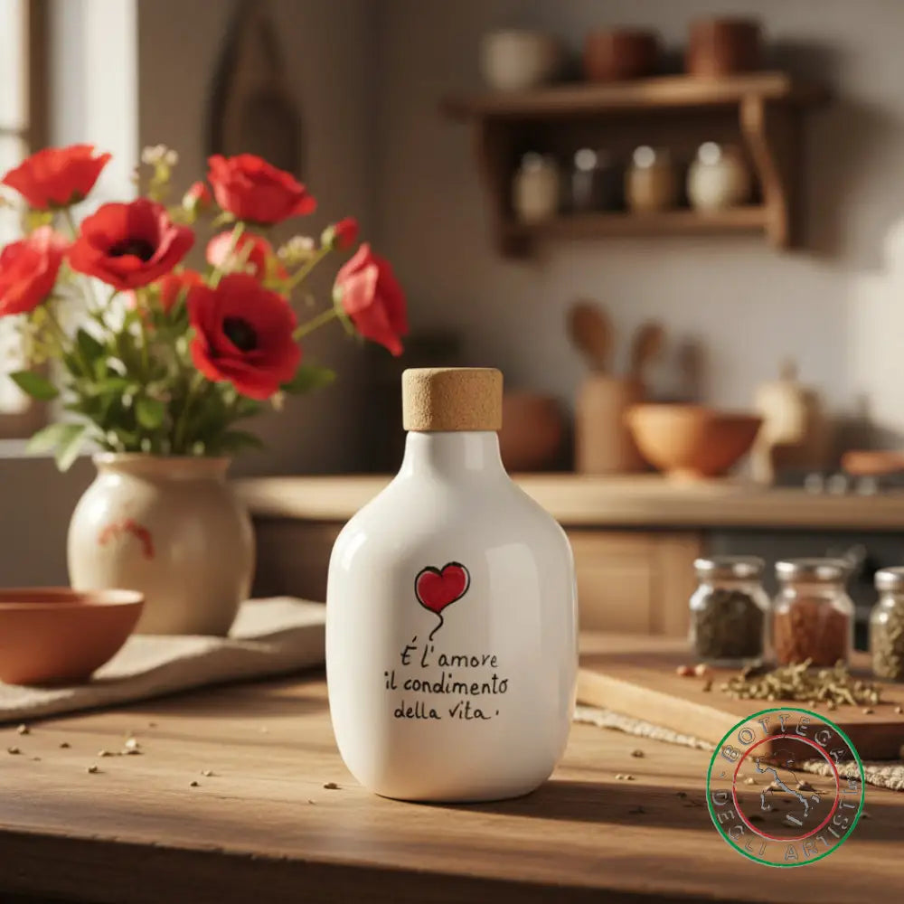bomboniera ampolla oliera ceramica personalizzata frase è l'amore il 200ml