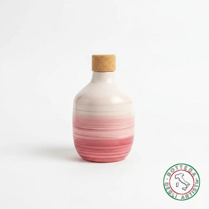 bomboniera ampolla oliera ceramica personalizzata fascia pennellata rosa 200ml