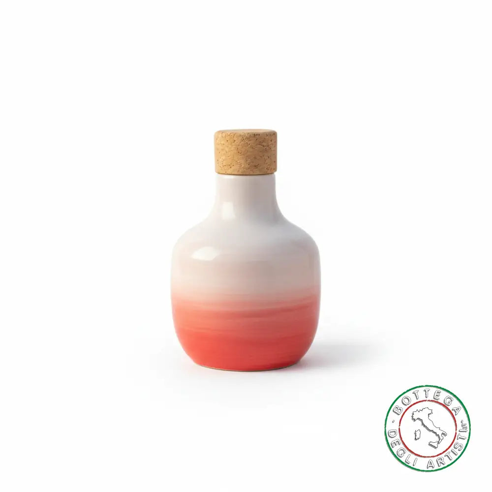 Personalized ceramic oil cruet with red brushstroke band, 100ml, wedding favor