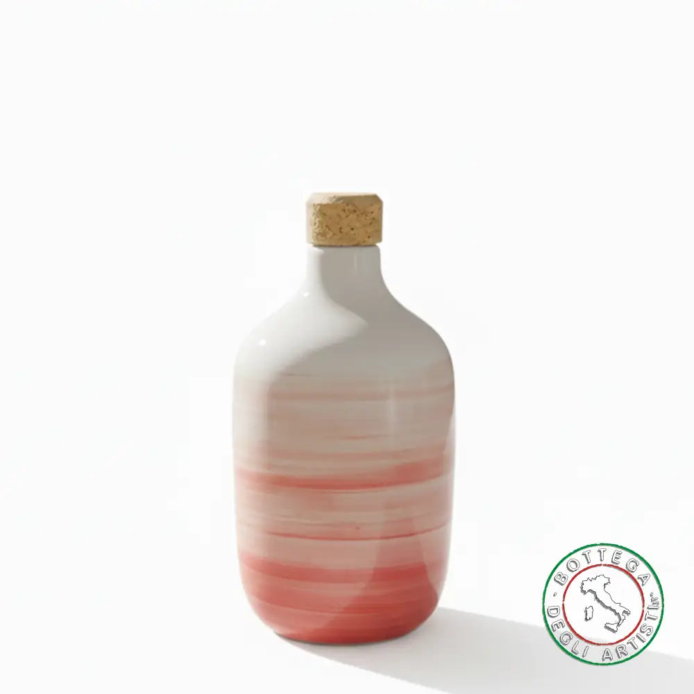 bomboniera ampolla oliera ceramica personalizzata fascia pennellata rosso 400ml