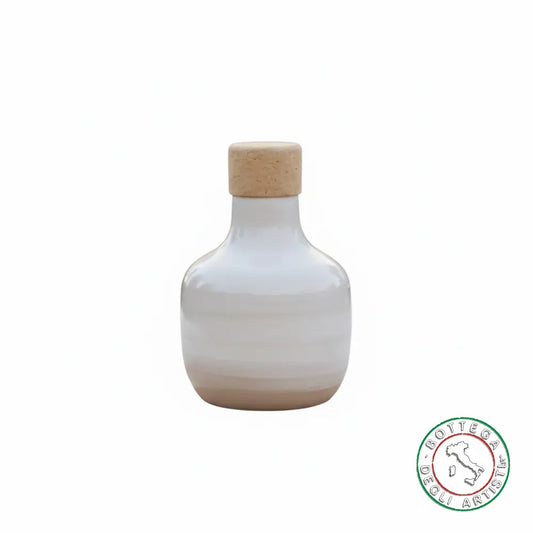 bomboniera ampolla oliera ceramica personalizzata fascia pennellata tortora 100ml