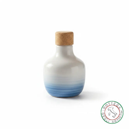 bomboniera ampolla oliera ceramica personalizzata fascia pennellata turchese 100ml