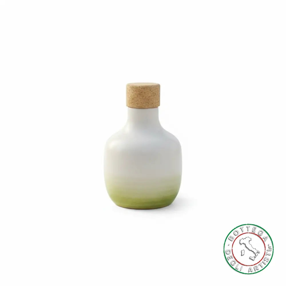 bomboniera ampolla oliera ceramica personalizzata fascia pennellata verde 100ml