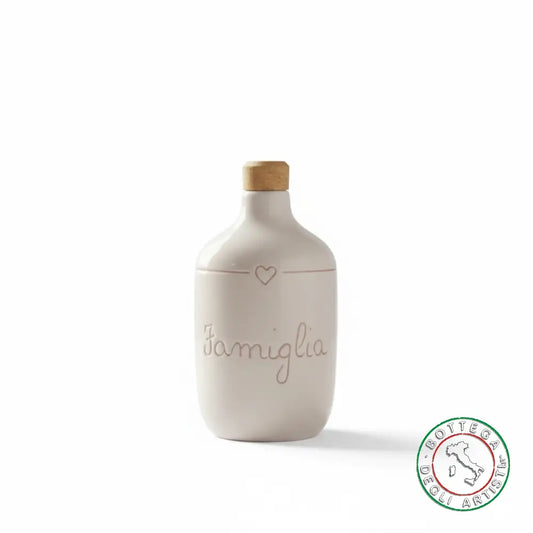 bomboniera ampolla oliera ceramica personalizzata graffiti emozioni famiglia 400ml