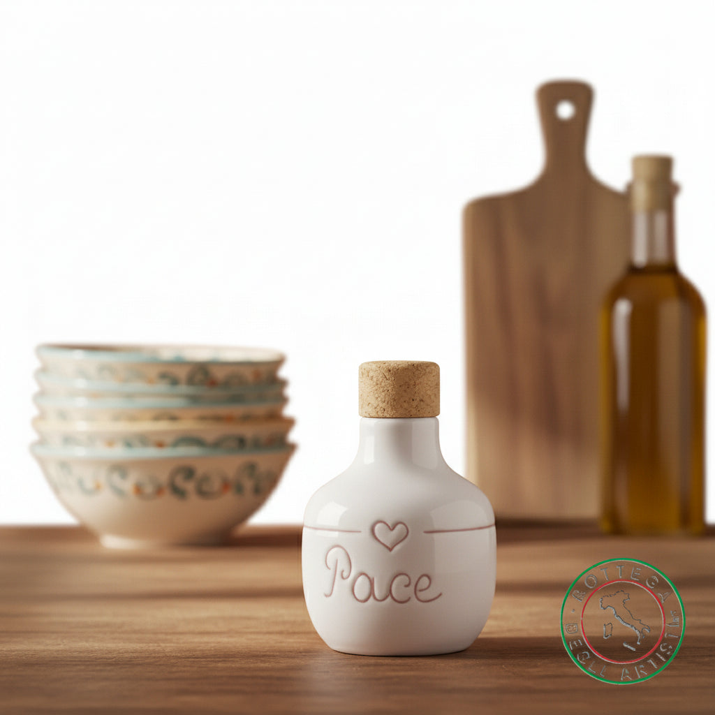 bomboniera ampolla oliera ceramica personalizzata graffiti emozioni pace 100ml