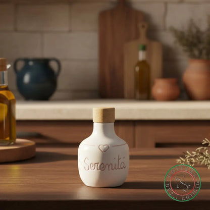 bomboniera ampolla oliera ceramica personalizzata graffiti emozioni serenità 100ml