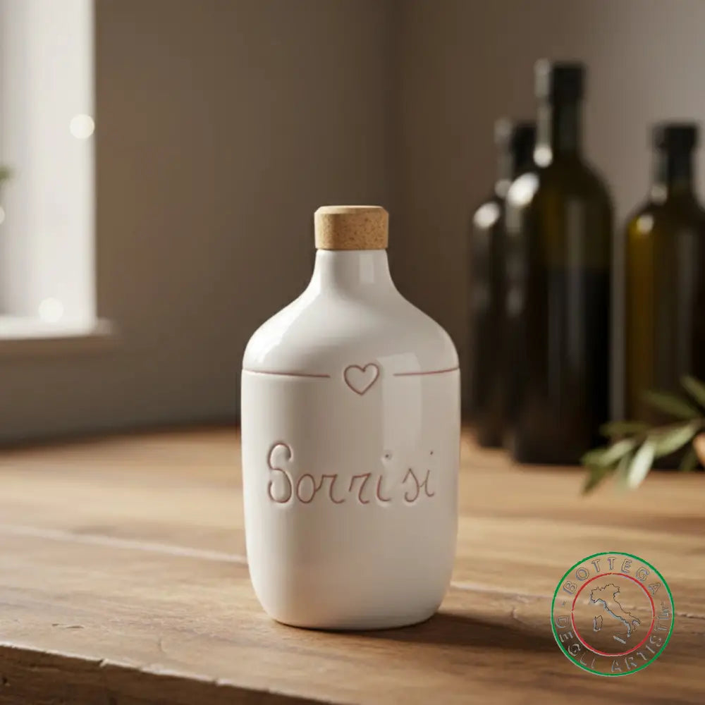 bomboniera ampolla oliera ceramica personalizzata graffiti emozioni sorrisi 400ml