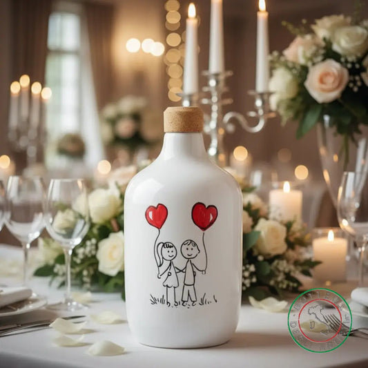 bomboniera ampolla oliera ceramica personalizzata pupazzi bimbi 400ml