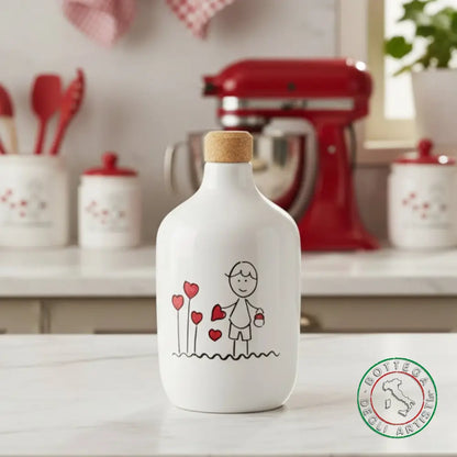 bomboniera ampolla oliera ceramica personalizzata pupazzi bimbo 400ml
