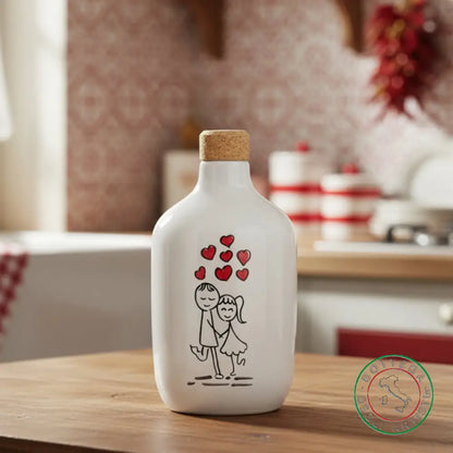 bomboniera ampolla oliera ceramica personalizzata pupazzi innamorati 400ml