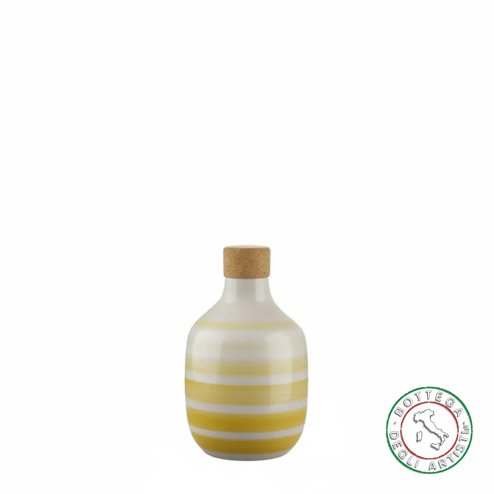 bomboniera ampolla oliera ceramica personalizzata righe pennellate giallo 200ml