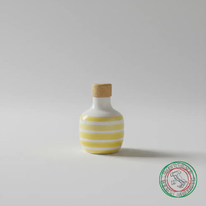 bomboniera ampolla oliera ceramica personalizzata righe pennellate giallo 100ml