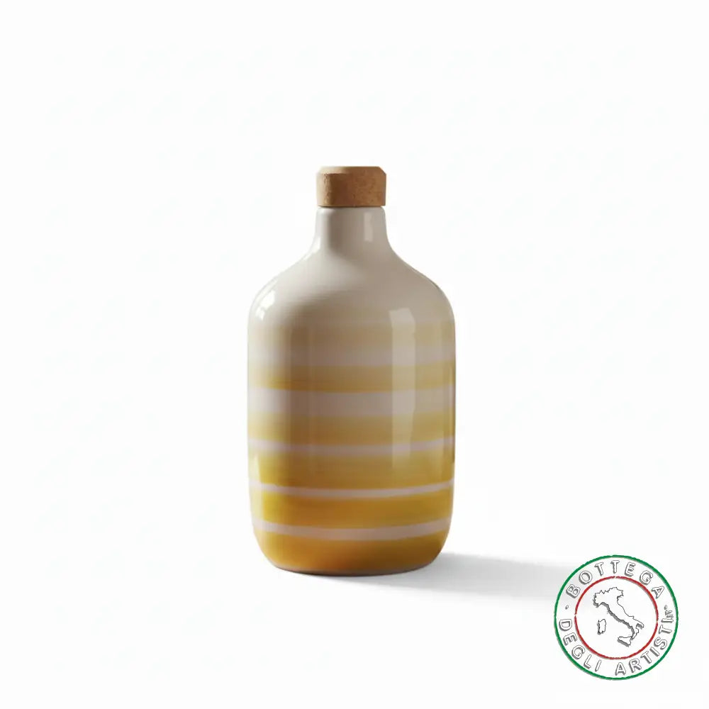 bomboniera ampolla oliera ceramica personalizzata righe pennellate giallo 400ml