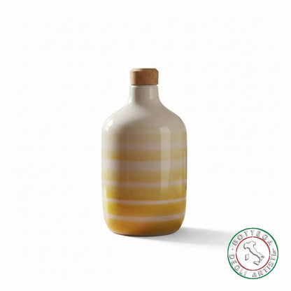 bomboniera ampolla oliera ceramica personalizzata righe pennellate giallo 400ml