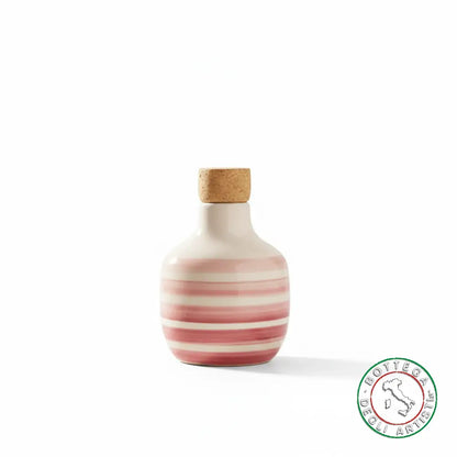 bomboniera ampolla oliera ceramica personalizzata righe pennellate rosa 100ml