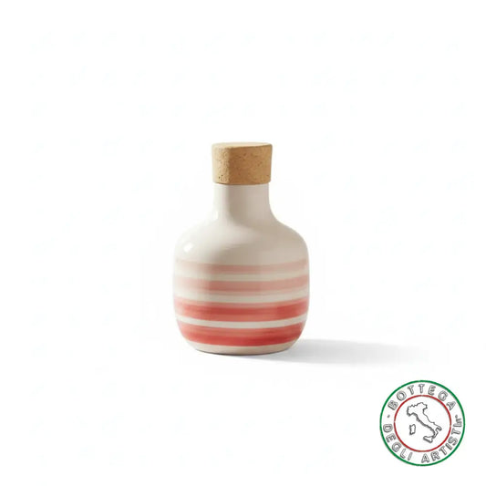 bomboniera ampolla oliera ceramica personalizzata righe pennellate rosso 100ml