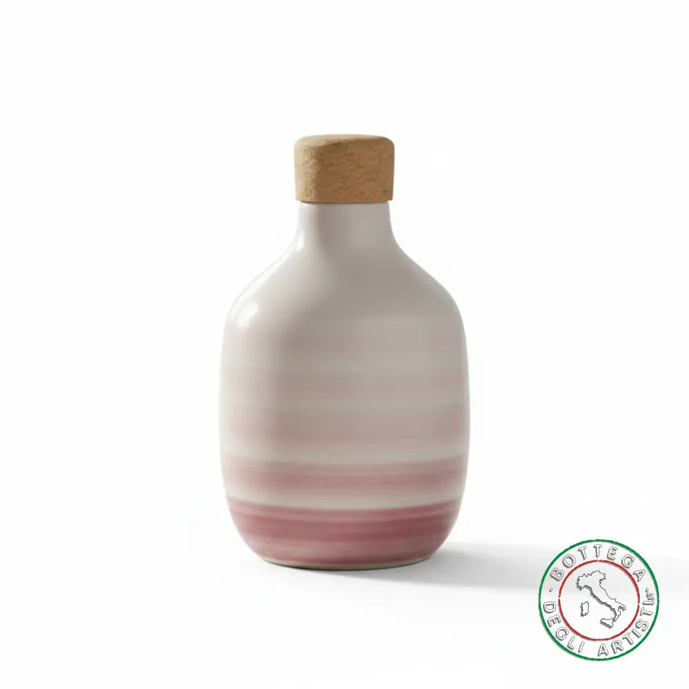 bomboniera ampolla oliera ceramica personalizzata righe pennellate viola 200ml