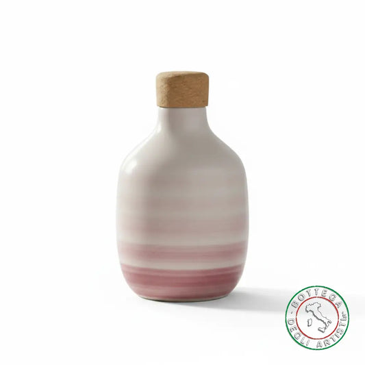 bomboniera ampolla oliera ceramica personalizzata righe pennellate viola 200ml