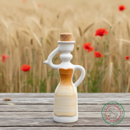 Bomboniera Dama Oliera Ceramica Personalizzata Fascia Pennellata Arancio 200ml