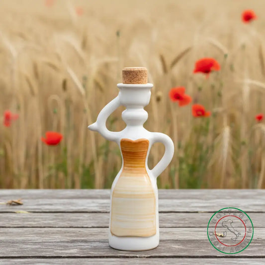 Bomboniera Dama Oliera Ceramica Personalizzata Fascia Pennellata Arancio 200ml