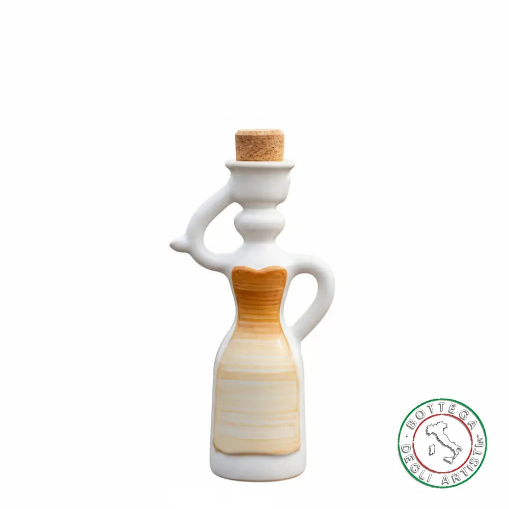 Bomboniera Dama Oliera Ceramica Personalizzata Fascia Pennellata Arancio 200ml