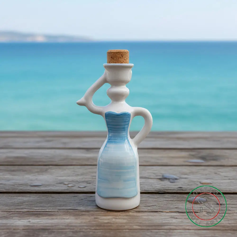 bomboniera dama oliera ceramica personalizzata fascia pennellata turchese