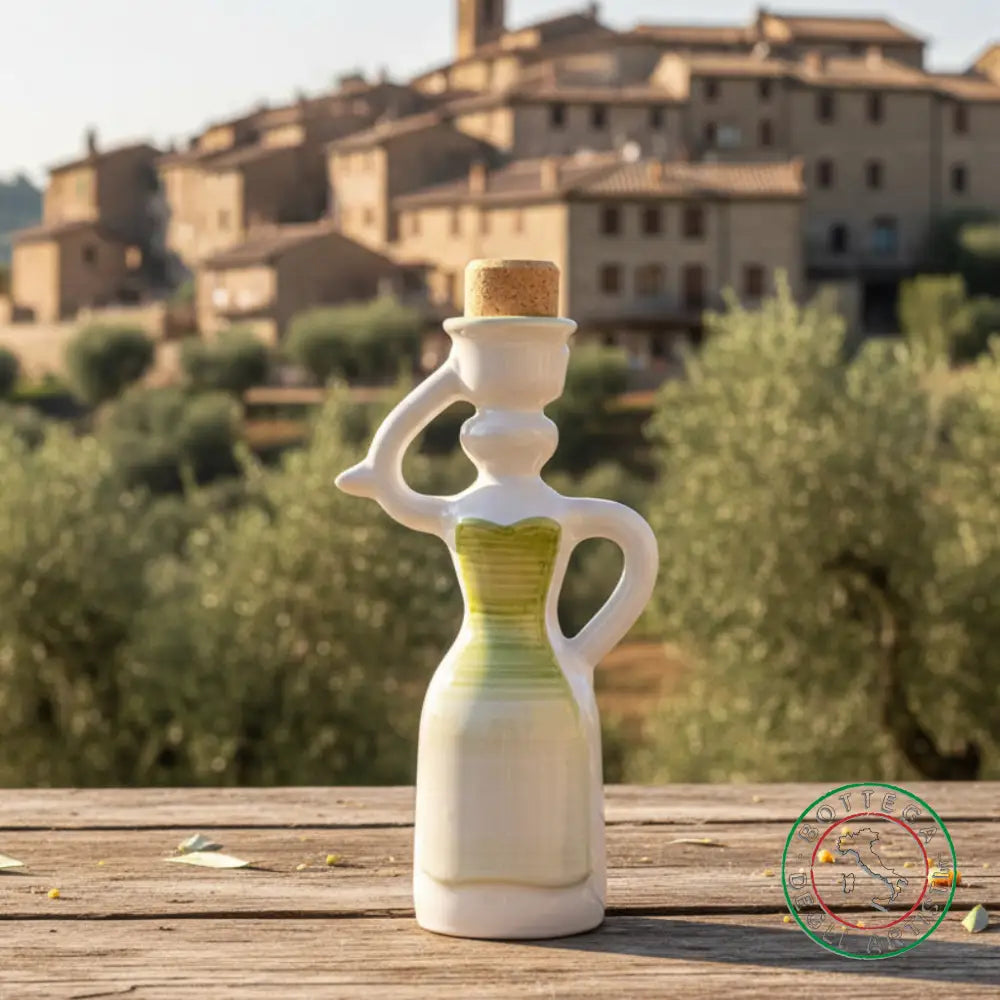 bomboniera dama oliera ceramica personalizzata fascia pennellata verde