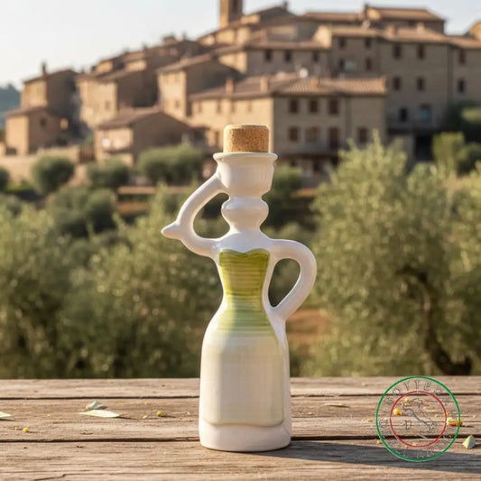 bomboniera dama oliera ceramica personalizzata fascia pennellata verde