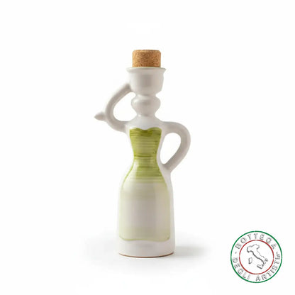 Bomboniera Dama Oliera Ceramica Personalizzata Fascia Pennellata Verde 200ml