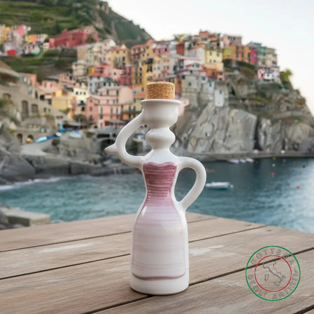 bomboniera dama oliera ceramica personalizzata fascia pennellata viola