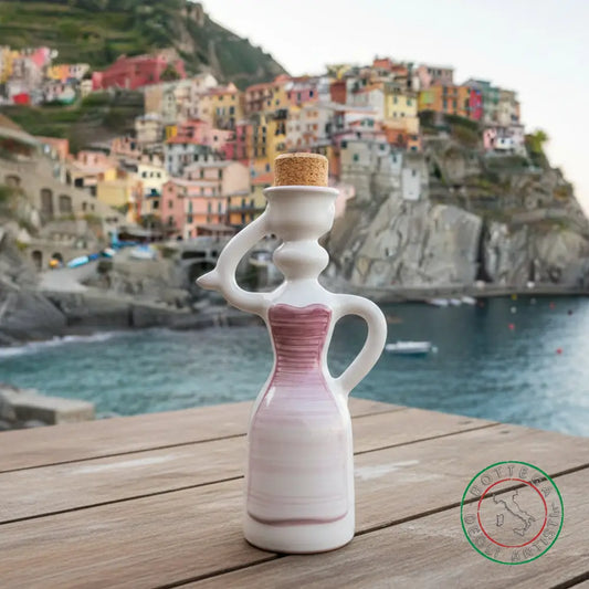 bomboniera dama oliera ceramica personalizzata fascia pennellata viola