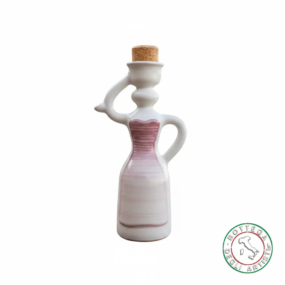 Bomboniera Dama Oliera Ceramica Personalizzata Fascia Pennellata Viola 200ml