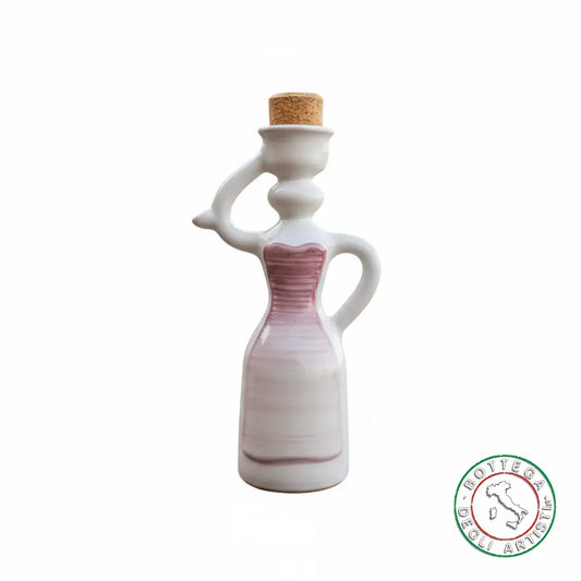 Bomboniera Dama Oliera Ceramica Personalizzata Fascia Pennellata Viola 200ml