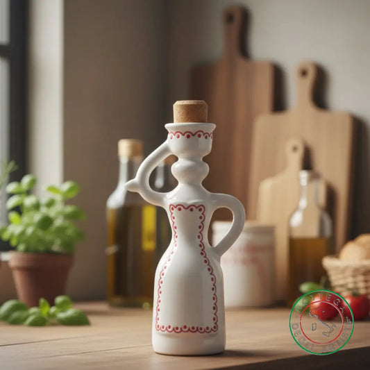 bomboniera dama oliera ceramica personalizzata ricamo pennellato rosso