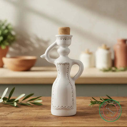 bomboniera dama oliera ceramica personalizzata ricamo pennellato tortora