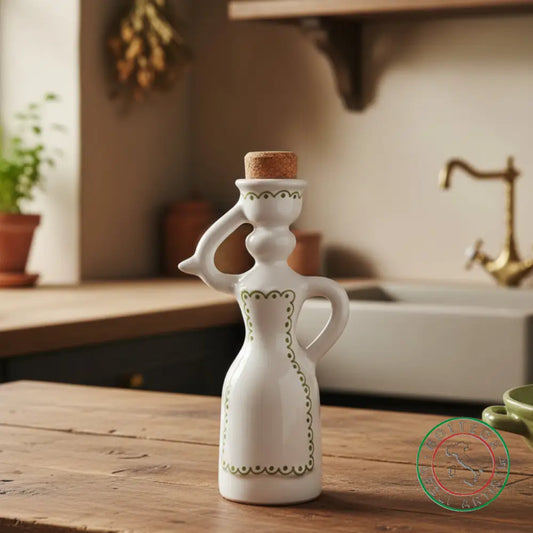 bomboniera dama oliera ceramica personalizzata ricamo pennellato verde