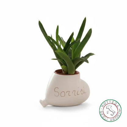 Bomboniera Porta Piantina Ceramica Personalizzata Graffito Emozioni Sorrisi