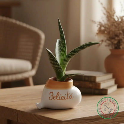 bomboniera porta piantina ceramica personalizzata pennellato giallo