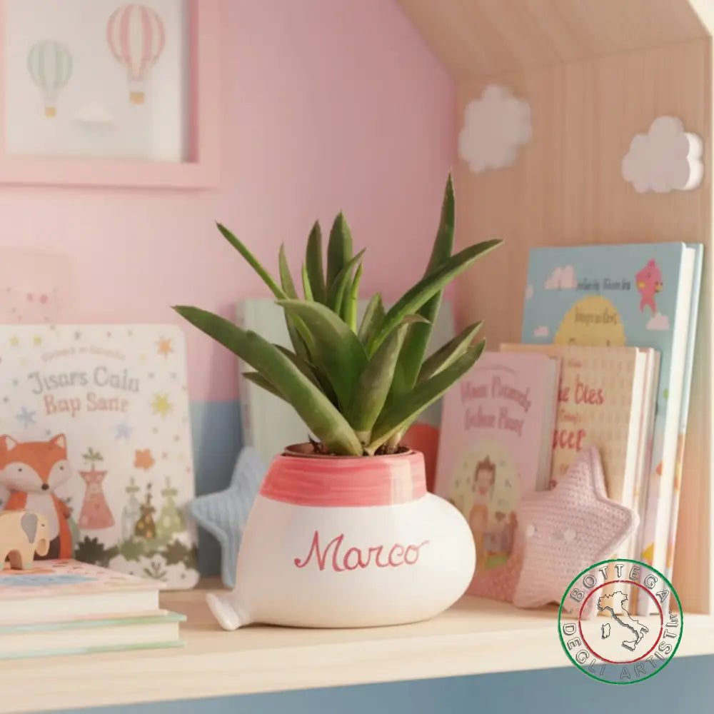 bomboniera porta piantina ceramica personalizzata pennellato rosso