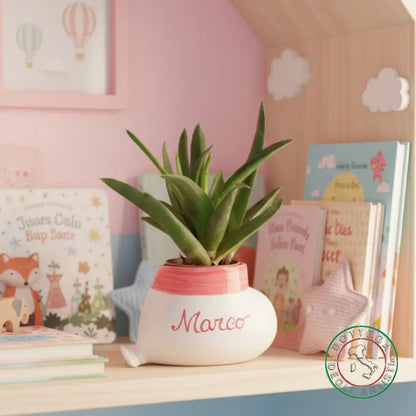 bomboniera porta piantina ceramica personalizzata pennellato rosso